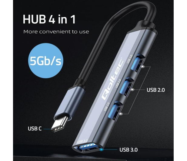 Qoltec USB-C 3x USB 2.0, 1x USB 3.0 - 1213289 - zdjęcie 2
